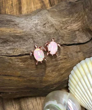 Jewelry>Crazy Shirts Pura Vida Rose Gold Opal Sea Turtle Earrings