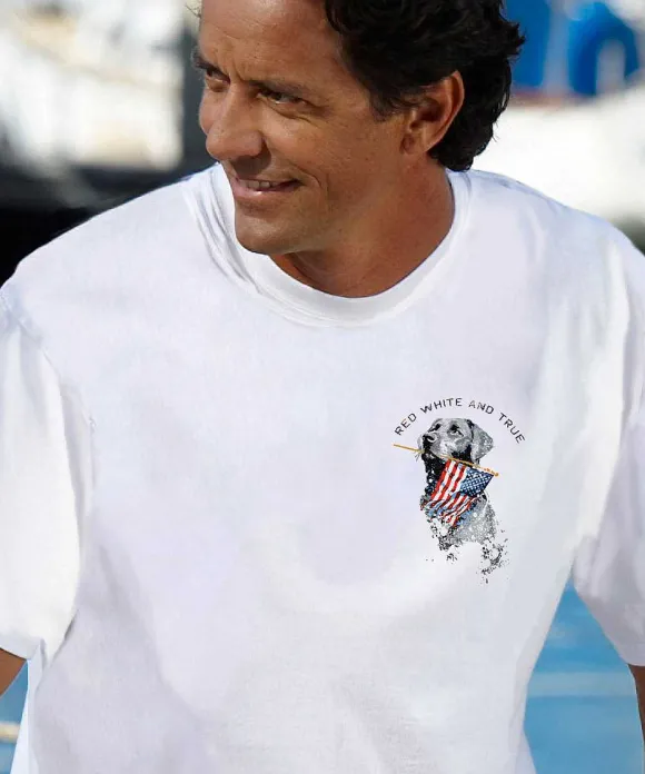 T-Shirts>Crazy Shirts Red White And True - White Short Sleeve Crewneck T-Shirt