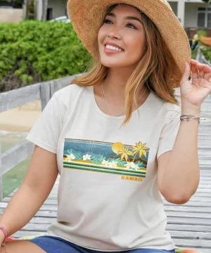 T-Shirts>Crazy Shirts Retro Island Band - Coconut Dyed Short Sleeve Scoop Neck T-Shirt