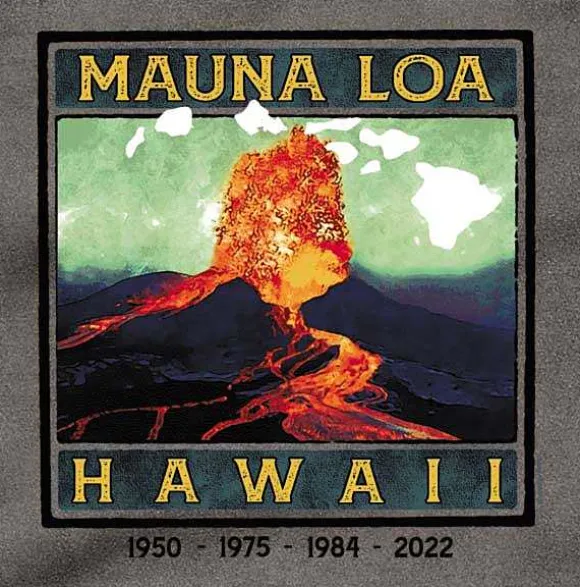 T-Shirts>Crazy Shirts Retro Mauna Loa - Crater Dyed® Short Sleeve Crewneck T-Shirt