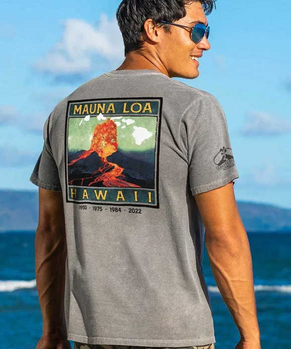 T-Shirts>Crazy Shirts Retro Mauna Loa - Crater Dyed® Short Sleeve Crewneck T-Shirt