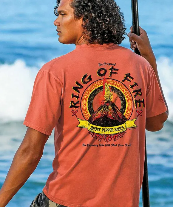 T-Shirts>Crazy Shirts Ring Of Fire Sauce - Chile Dyed Short Sleeve Crewneck T-Shirt