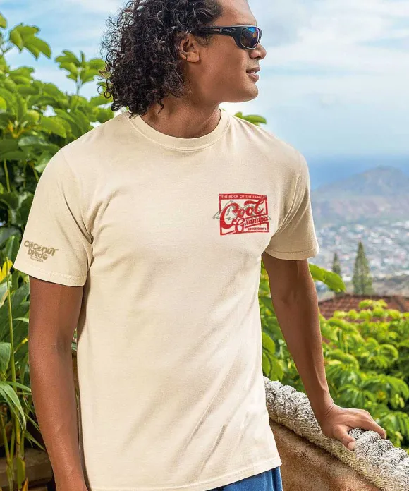 T-Shirts>Crazy Shirts Rock Of The Family - Coconut Dyed Short Sleeve Crewneck T-Shirt