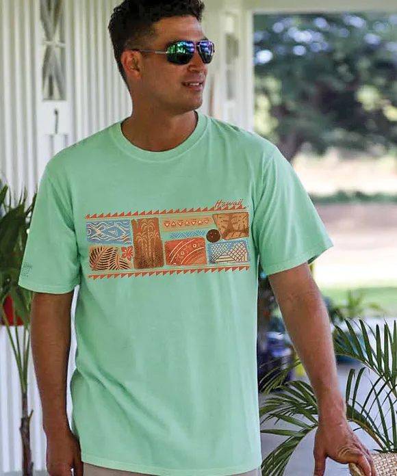 T-Shirts>Crazy Shirts Rustic Hawaiian Band - Key Lime Dyed Short Sleeve Crewneck T-Shirt