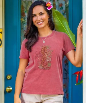 T-Shirts>Crazy Shirts Sea Dream - Paradise Red Dyed Short Sleeve Crewneck T-Shirt