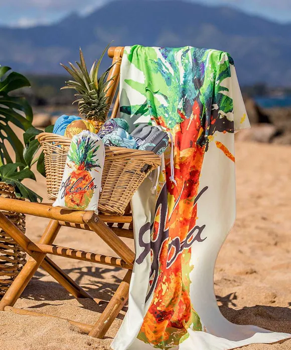 Towels>Crazy Shirts Splatter Pineapple - Microfiber Beach Towel