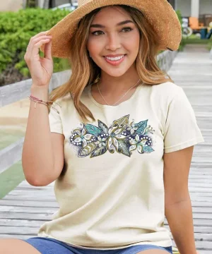 T-Shirts>Crazy Shirts Stranded Mokihana - Coconut Dyed Short Sleeve Scoop Neck T-Shirt