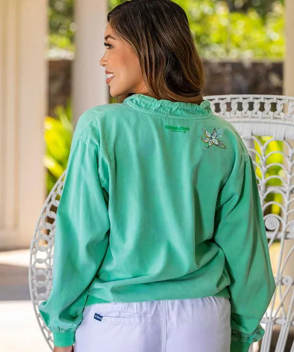 Jackets & Pullovers>Crazy Shirts Stranded Mokihana - Key Lime Dyed Long Sleeve Lightweight Pullover