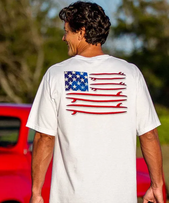 T-Shirts>Crazy Shirts Surf United - White Short Sleeve Crewneck T-Shirt