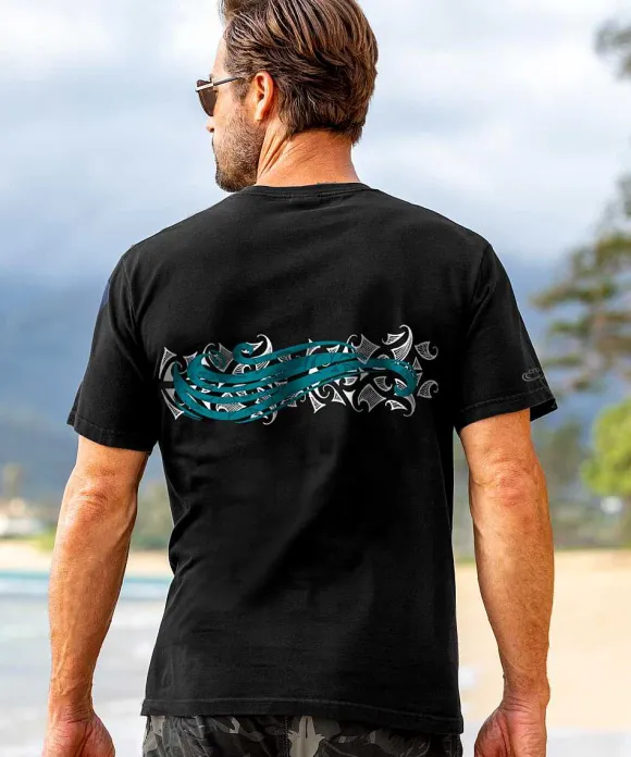 T-Shirts>Crazy Shirts Teahupoo - Black Short Sleeve Crewneck T-Shirt