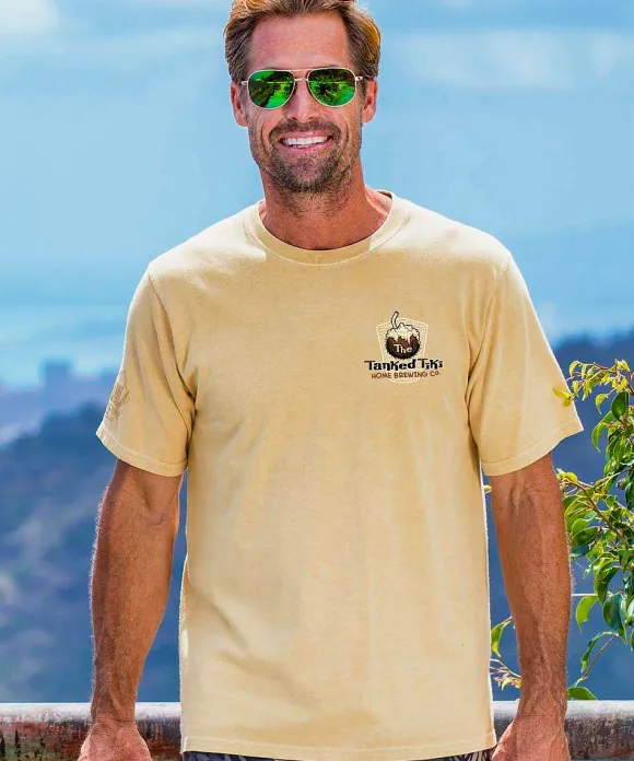 T-Shirts>Crazy Shirts The Tanked Tiki - Pale Ale Dyed Short Sleeve Crewneck T-Shirt