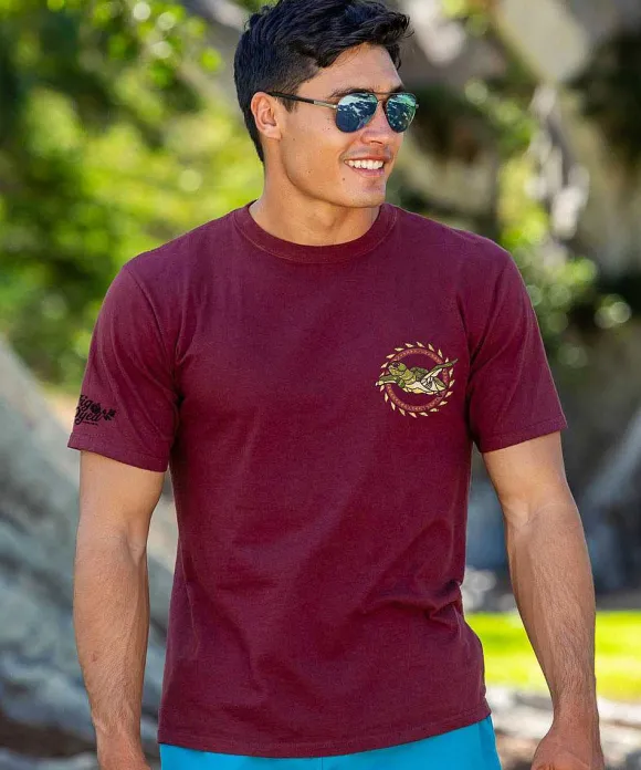 T-Shirts>Crazy Shirts Tribal Honu Circle - Fig Dyed Short Sleeve Crewneck T-Shirt