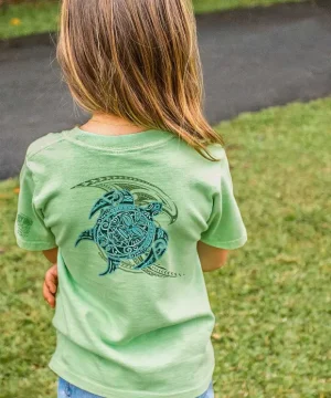 T-Shirts>Crazy Shirts Tribal Honu Nalu - Key Lime Dyed Short Sleeve Crewneck T-Shirt