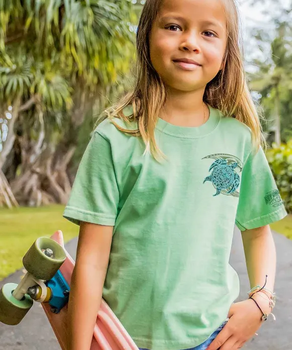 T-Shirts>Crazy Shirts Tribal Honu Nalu - Key Lime Dyed Short Sleeve Crewneck T-Shirt