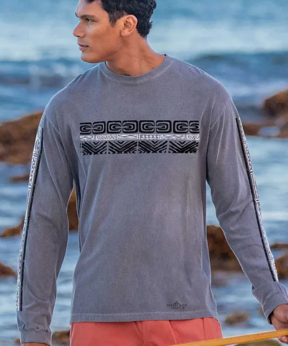 T-Shirts>Crazy Shirts Tribal Ikaika Band - Crater Dyed® Long Sleeve Crewneck T-Shirt