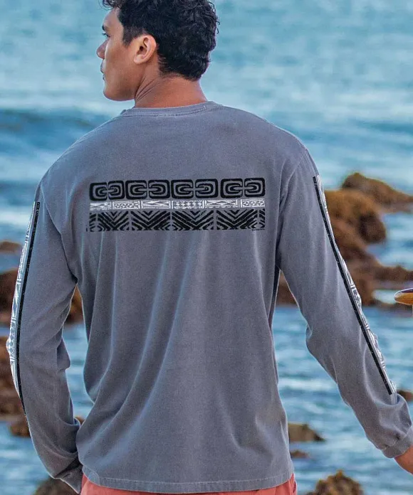 T-Shirts>Crazy Shirts Tribal Ikaika Band - Crater Dyed® Long Sleeve Crewneck T-Shirt