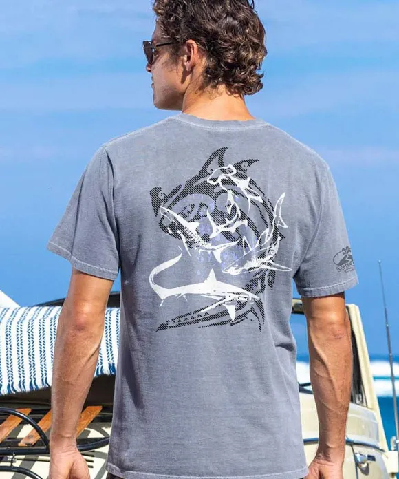 T-Shirts>Crazy Shirts Tribal Mano Types - Crater Dyed® Short Sleeve Crewneck T-Shirt