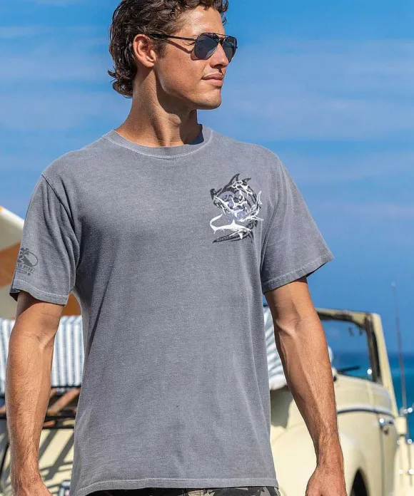 T-Shirts>Crazy Shirts Tribal Mano Types - Crater Dyed® Short Sleeve Crewneck T-Shirt