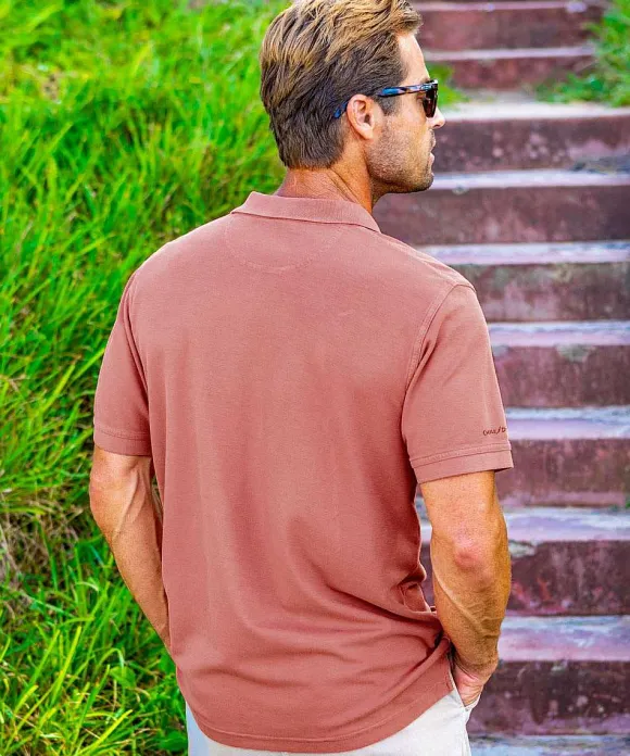 Polos>Crazy Shirts Tribal Nalu Mano Band - Chile Dyed Short Sleeve Oceanfront Polo Shirt