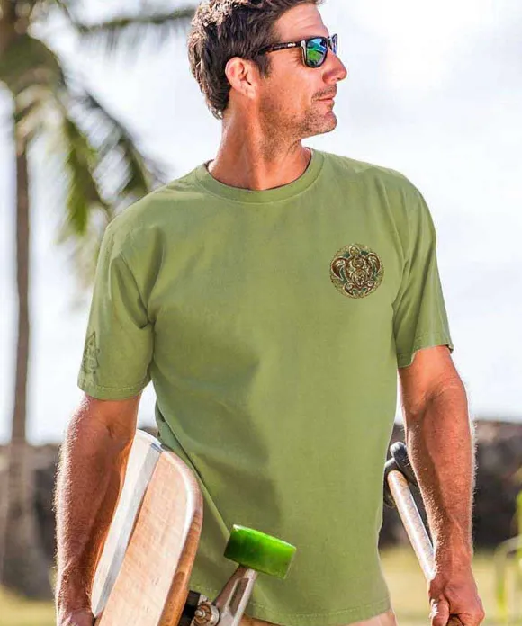 T-Shirts>Crazy Shirts Tribal Turtle - Hemp Dyed Short Sleeve Crewneck T-Shirt