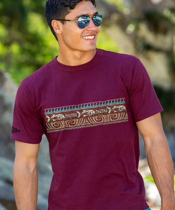 T-Shirts>Crazy Shirts Tribal Ulua Band - Fig Dyed Short Sleeve Crewneck T-Shirt