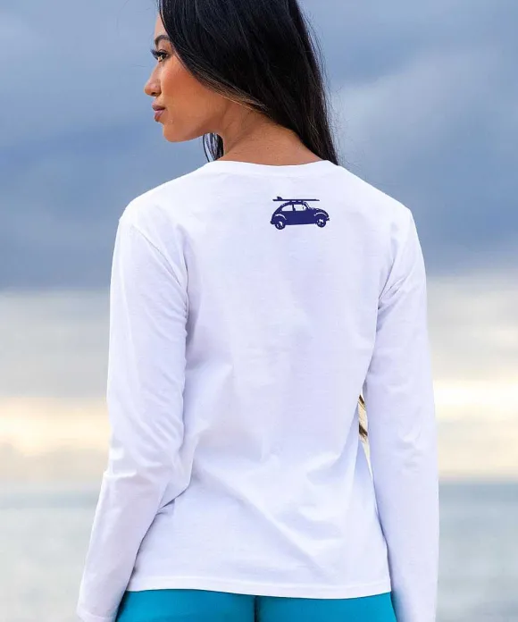 T-Shirts>Crazy Shirts Volkswagen Buggy Fun - White Long Sleeve Crewneck T-Shirt