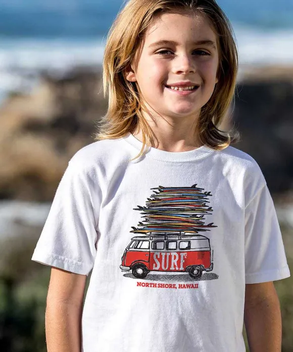 T-Shirts>Crazy Shirts Volkswagen Surfmobile - White Short Sleeve Crewneck T-Shirt