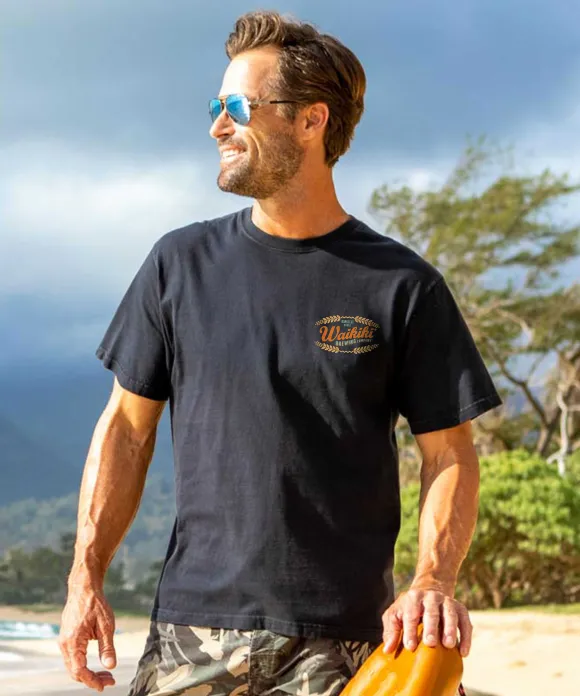 T-Shirts>Crazy Shirts Waikiki Brewing Co Beer Row - Black Short Sleeve Crewneck T-Shirt