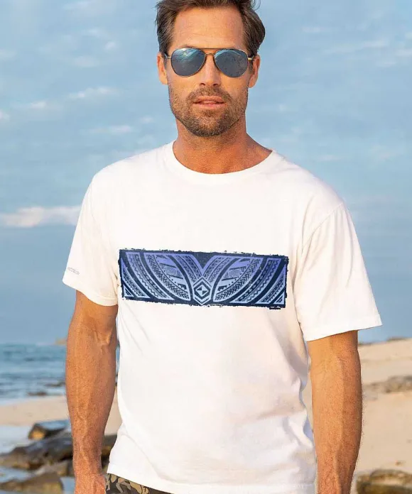 T-Shirts>Crazy Shirts Warrior Tribal Band - White Short Sleeve Crewneck T-Shirt
