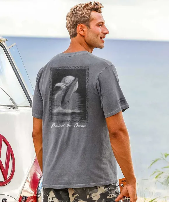T-Shirts>Crazy Shirts Wyland® Protect The Ocean - Crater Dyed® Short Sleeve Crewneck T-Shirt