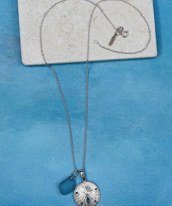 Jewelry>Crazy Shirts Wyland® Sand Dollar W/Glass Bead - Necklace