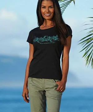 T-Shirts>Crazy Shirts Wyland® Sea Turtle Band - Jet Black Short Sleeve Pima T-Shirt