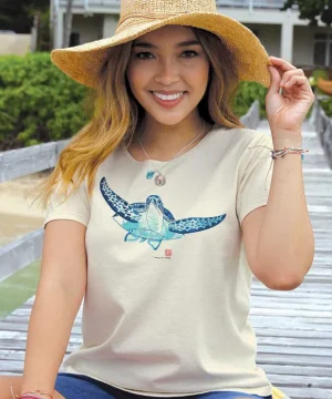 T-Shirts>Crazy Shirts Wyland® Sea Turtle Brushed - Coconut Dyed Short Sleeve Scoop Neck T-Shirt